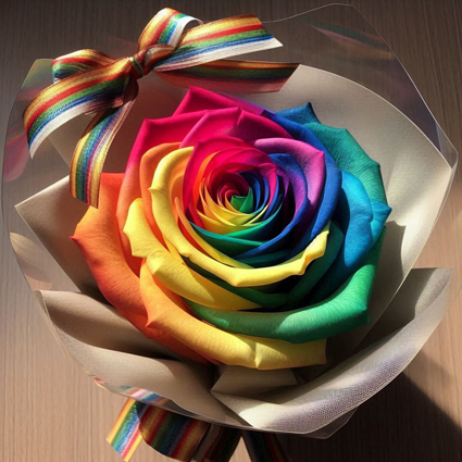 1 rose arc-en-ciel