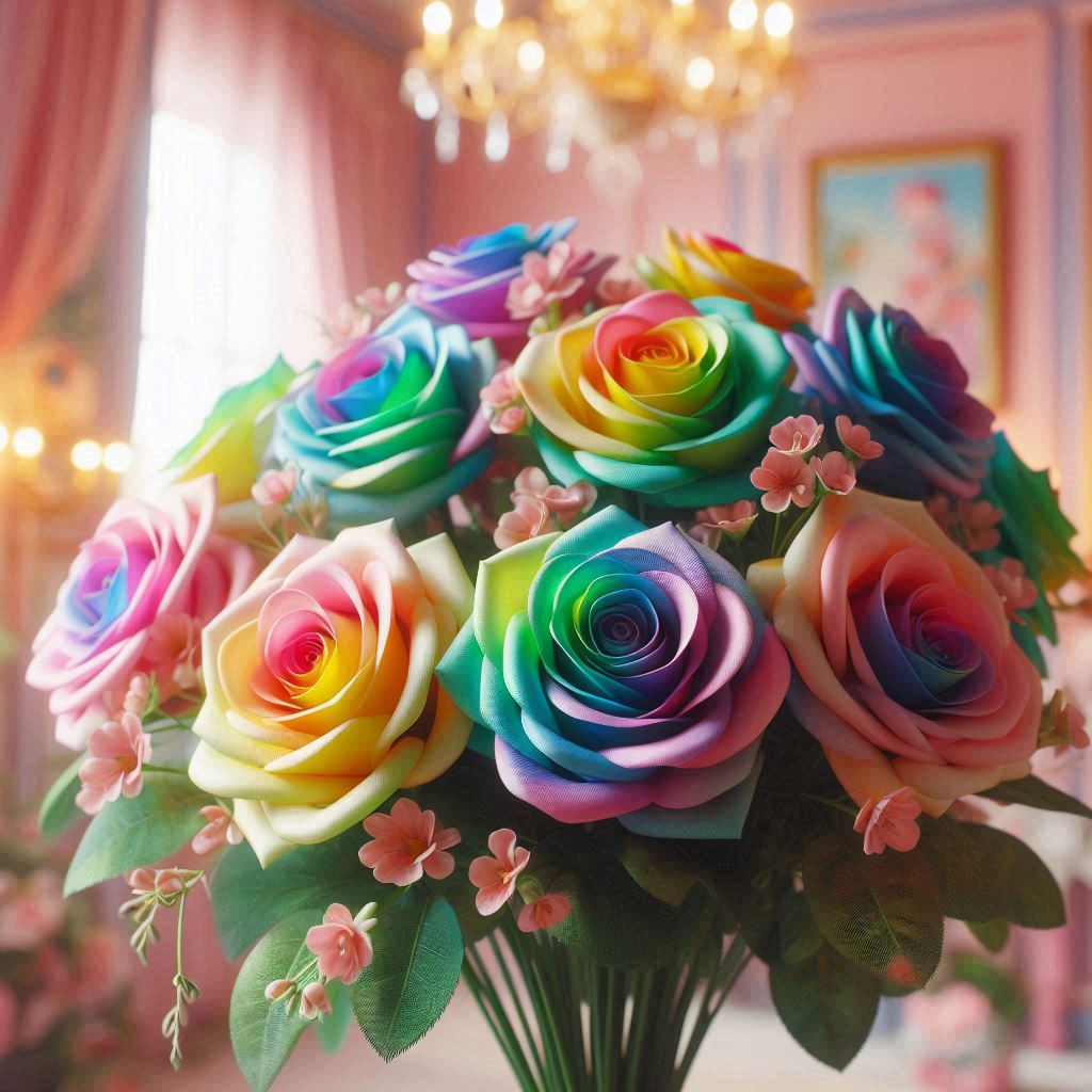 Fleurs roses arc-en-ciel