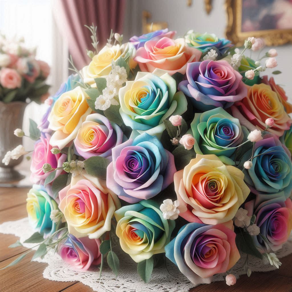 Fleurs roses arc-en-ciel